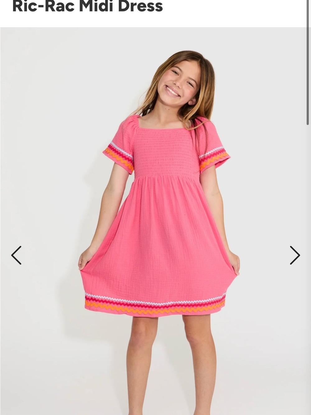 Pink Ric-Rac Midi Dress